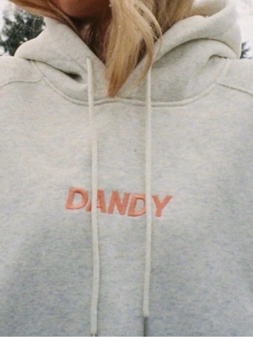 Women's Hooded Sweatshirt - Light Gray with Pink Embroidery
